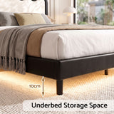 Artiss Double Bed Frame, Floating Design with RGB LED and USB Charging