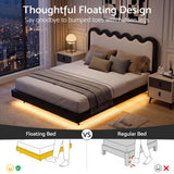 Artiss Queen Bed Frame, Floating Design with RGB LED and USB Charging