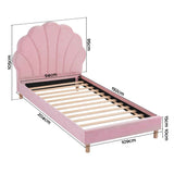 Artiss Single Bed Frame Scallop Upholstered Headboard Pink Velvet Platform Base Support up to 180kg In Australia - Darrahopens