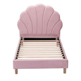 Artiss Single Bed Frame Scallop Upholstered Headboard Pink Velvet Platform Base Support up to 180kg In Australia - Darrahopens