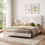 Artiss Queen Bed Frame with Boucle Headboard, Beige, 300kg Capacity