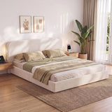 Artiss King Bed Frame with 100cm Bouclé Headboard, USB-C & Night Lights In Australia - Darrahopens