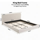Artiss King Bed Frame with 100cm Bouclé Headboard, USB-C & Night Lights In Australia - Darrahopens
