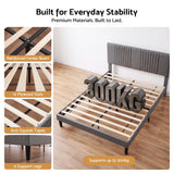 Artiss King Bed Frame with Adjustable Headboard, Grey, 300kg Capacity