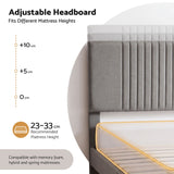 Artiss Queen Bed Frame with Adjustable Headboard, Grey, 300kg Capacity