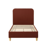 Artiss King Single Bed Frame with Headboard, Faux Linen Fabric Brown