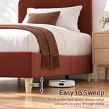 Artiss Single Bed Frame with Headboard, Faux Linen Fabric Brown