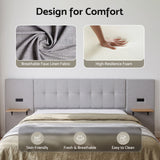 Artiss Queen Bed Frame with Wide Headboard, Floating Shelves and USB Grey