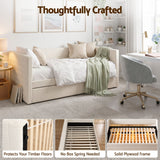 Artiss King Single Daybed with Trundle, Boucle Upholstered Bed Frame Guest Bed