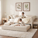 Artiss King Single Daybed with Trundle, Boucle Upholstered Bed Frame Guest Bed
