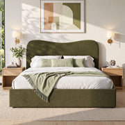 Artiss Double Bed Frame with Storage Drawer, Chenille Curved Headboard In Australia - Darrahopens