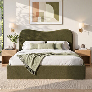 Artiss Double Bed Frame with Storage Drawer, Chenille Curved Headboard In Australia - Darrahopens