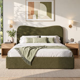 Artiss Queen Bed Frame with Storage Drawer, Chenille Curved Headboard