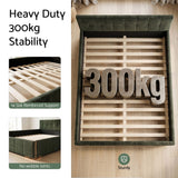 Artiss King Bed Frame Chenille Heavy Duty Platform Base Green 300kg Support No Box Spring Needed
