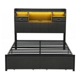 Artiss Double Bed Frame with 2 Storage Drawers & Headboard, USB Charging Station, RGB LED Light