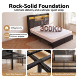 Artiss Double Bed Frame with 2 Storage Drawers & Headboard, USB Charging Station, RGB LED Light
