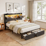 Artiss Queen Bed Frame with Storage Drawers & Headboard, 2 Drawer, USB, LED In Australia - Darrahopens