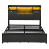Artiss Queen Bed Frame with Storage Drawers & Headboard, 2 Drawer, USB, LED
