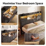 Artiss Queen Bed Frame with Storage Drawers & Headboard, 2 Drawer, USB, LED In Australia - Darrahopens