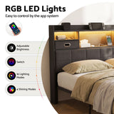 Artiss Queen Bed Frame with Storage Drawers & Headboard, 2 Drawer, USB, LED