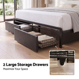 Artiss Double Bed Frame with Storage Headboard, 2 Drawers, Charging Station LED Light