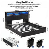 Artiss King Bed Frame with Storage Headboard, 2 Drawers, Charging Station & LED Light In Australia - Darrahopens