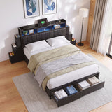 Artiss Queen Bed Frame with Storage Headboard, 2 Drawers, Charging Station& LED Light