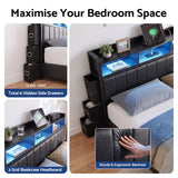 Artiss Queen Bed Frame with Storage Headboard, 2 Drawers, Charging Station& LED Light