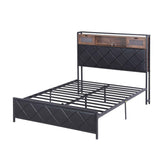 Artiss Double Bed Frame with LED Lights Storage Headboard 2 USB 2 AC Outlets Charging Station