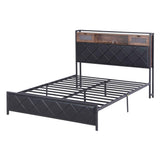 Artiss Queen Bed Frame with LED Lights and Storage Headboard Charging Station