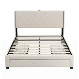 Artiss Double Bed Frame with Charging Station and Storage Drawers Beige 300KG Noise Free In Australia - Darrahopens