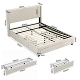 Artiss King Bed Frame with Charging Station and Storage Drawers Beige 300KG Noise Free In Australia - Darrahopens
