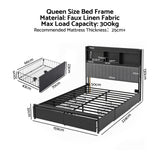 Artiss Queen Bed Frame with Storage, 4 Drawers and Charging Station
