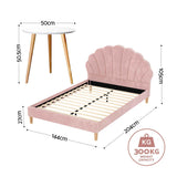Artiss Double Bed Frame and Round Coffee Table Set Pink Velvet Bedhead with Wooden Side Table In Australia - Darrahopens