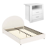 Artiss Queen Bed Frame with Storage and Bedside Table Set Boucle Fabric Gas Lift Bed Base 2-Drawer Nightstand In Australia - Darrahopens