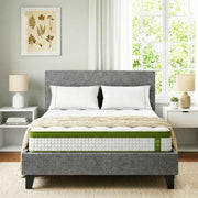 Artiss BedStory Single Bed Frame and Mattress Set, 30cm Hybrid Cooling Gel Mattress with Grey Upholstered Wooden Platform Base, Modern Bedroom Furniture Bundle In Australia - Darrahopens