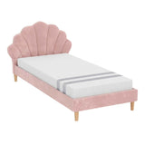 Artiss King Single Bed Frame BedStory Mattress Set Pink Velvet Scallop Bedhead with 20cm Mattress In Australia - Darrahopens