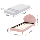 Artiss King Single Bed Frame BedStory Mattress Set Pink Velvet Scallop Bedhead with 20cm Mattress In Australia - Darrahopens