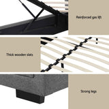 Artiss Upholstered Queen Gas Lift Storage Bed Frame with 2-Drawer Bedside Table Set