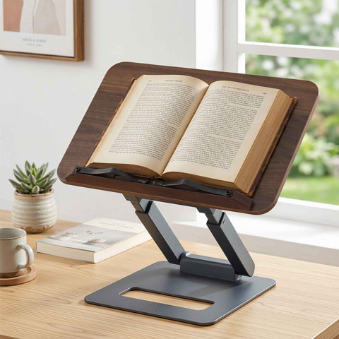 Artiss Book Stand Telescopic Book Holder with Page Clip Ergonomic Desktop Stands OAK In Australia - Darrahopens
