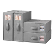 Artiss Bed Sheet Organisers Box Set 4Pcs Storage King Size Bedding Foldable Grey