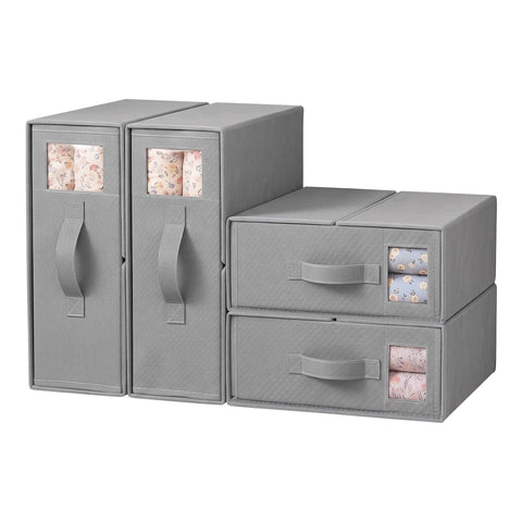 Artiss Bed Sheet Organisers Box Set 4Pcs Storage King Size Bedding Foldable Grey