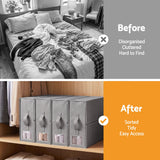 Artiss Bed Sheet Organisers Box Set 4Pcs Storage King Size Bedding Foldable Grey