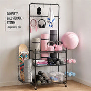 Everfit Yoga Mat Ball Storage Cart Multifunction Equipment Organizer Rack 145cm