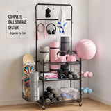 Everfit Yoga Mat Ball Storage Cart Multifunction Equipment Organizer Rack 145cm