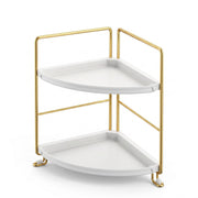 Artiss Bathroom Corner Shelf Countertop Organiser Vanity Storage Rack White Gold