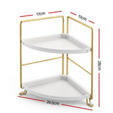 Artiss Bathroom Corner Shelf Countertop Organiser Vanity Storage Rack White Gold In Australia - Darrahopens