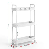 Artiss 3 Tier Slim Storage Trolley Narrow Utility Organiser Rack White In Australia - Darrahopens