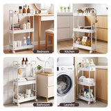 Artiss 3 Tier Slim Storage Trolley Narrow Utility Organiser Rack White In Australia - Darrahopens