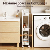 Artiss 3 Tier Slim Storage Trolley Narrow Utility Organiser Rack White In Australia - Darrahopens